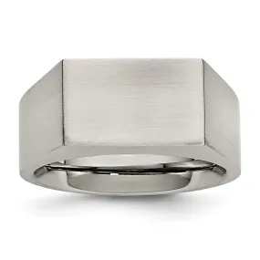 Men's 9mm Stainless Steel Brushed Signet Tapered Fit Ring