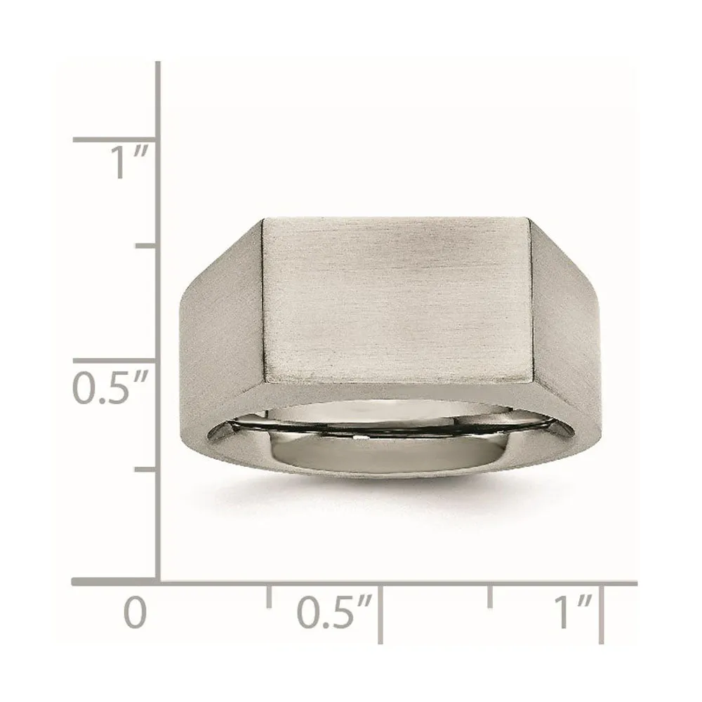 Men's 9mm Stainless Steel Brushed Signet Tapered Fit Ring