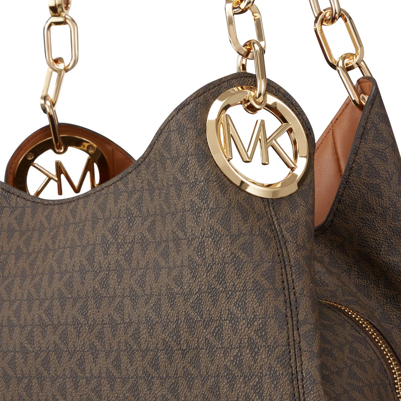 MICHAEL MICHAEL KORS Lillie Large Chain Tote - Brown Acorn