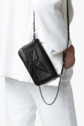 Nano Wings Grained Leather Clutch - Rock