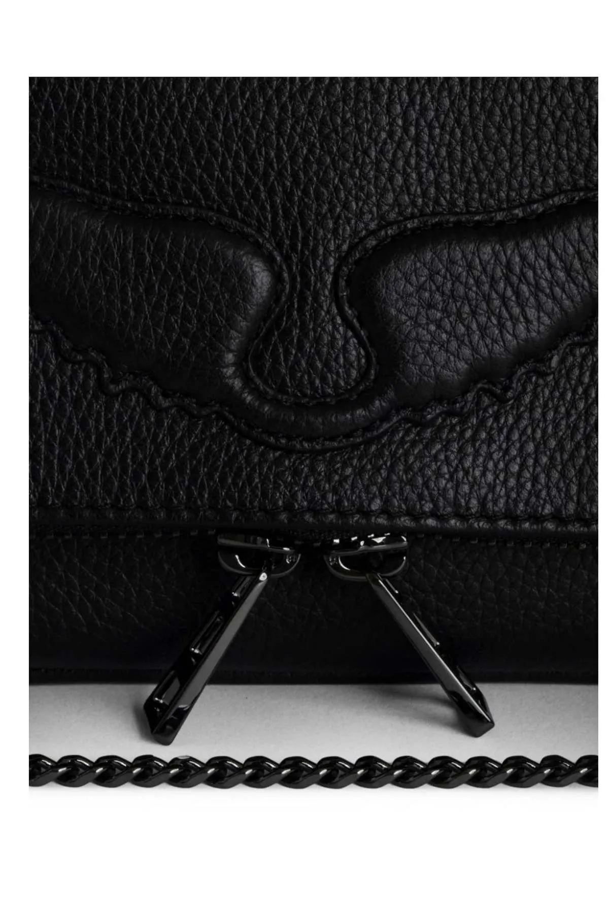 Nano Wings Grained Leather Clutch - Rock