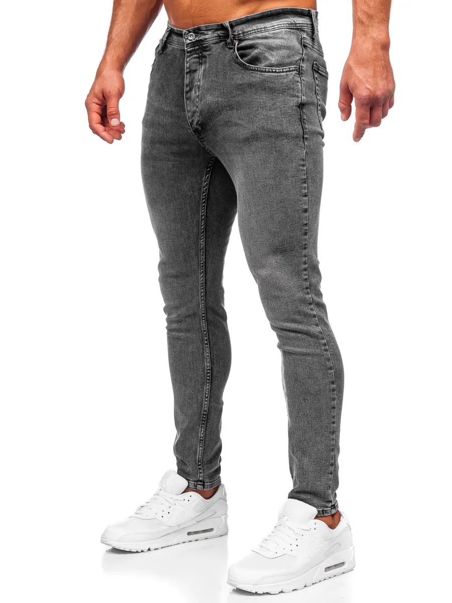 Pantaloni in jeans skinny fit da uomo neri Bolf R925-1