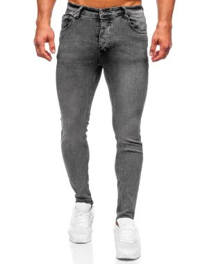 Pantaloni in jeans skinny fit da uomo neri Bolf R925-1