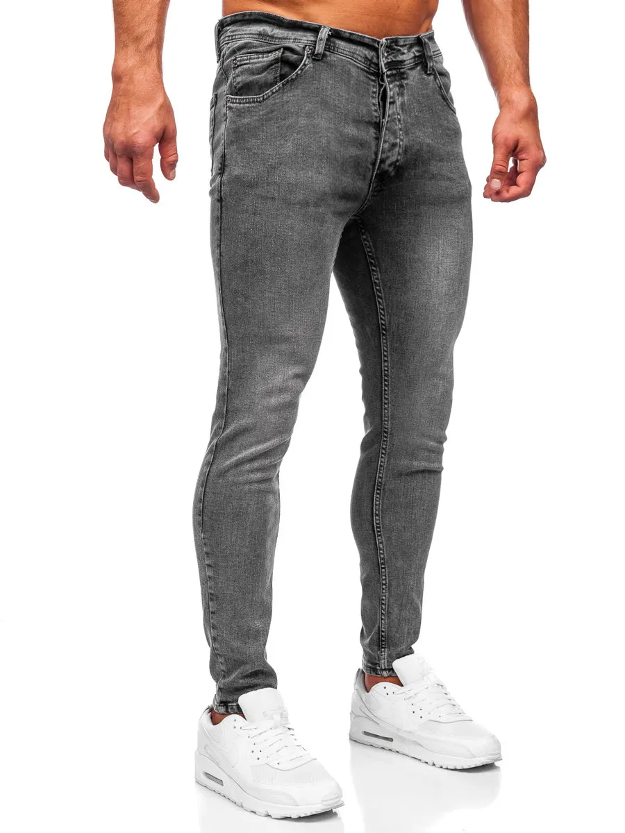 Pantaloni in jeans skinny fit da uomo neri Bolf R925-1