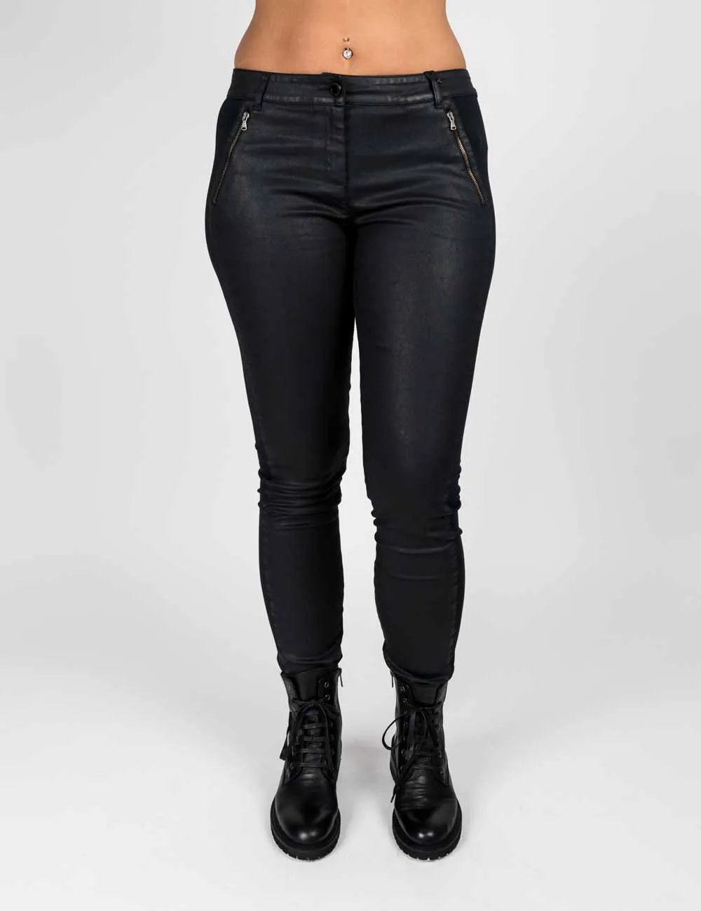 Pennyblack - Pantaloni skinny in raso spalmato nero