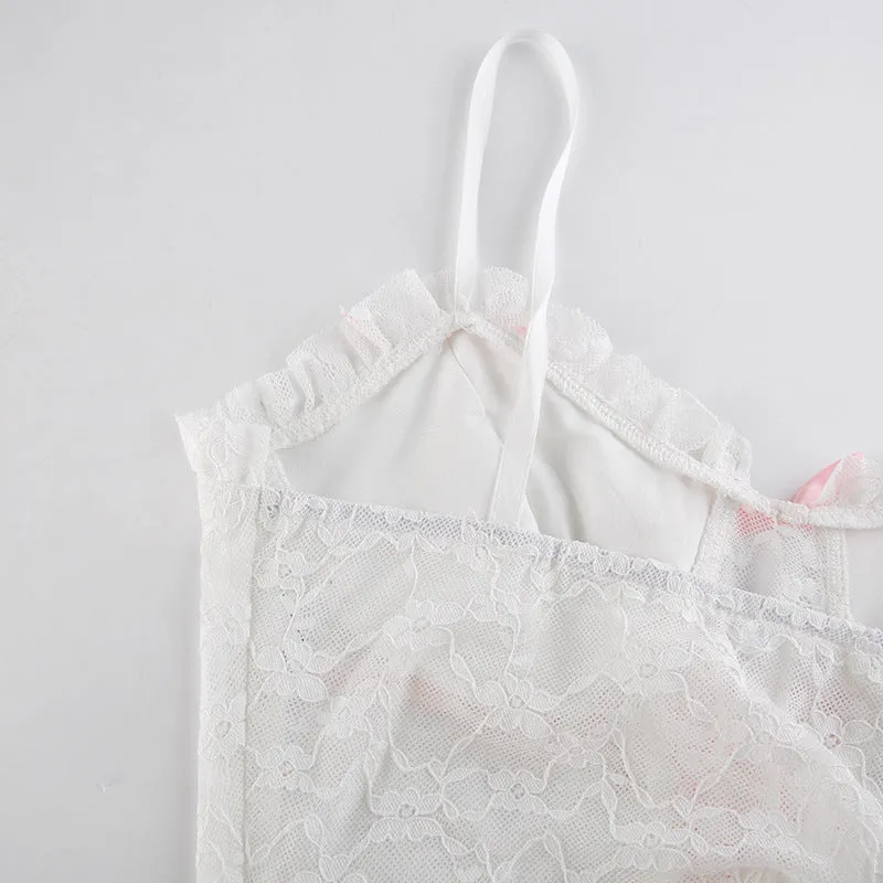 Pink Ribbon Lace Camisole