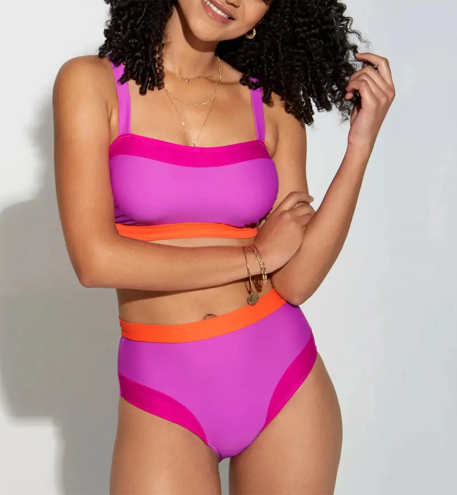 Pour Moi Color Block Hidden Wire Cami Swim Top (25201) - Multi