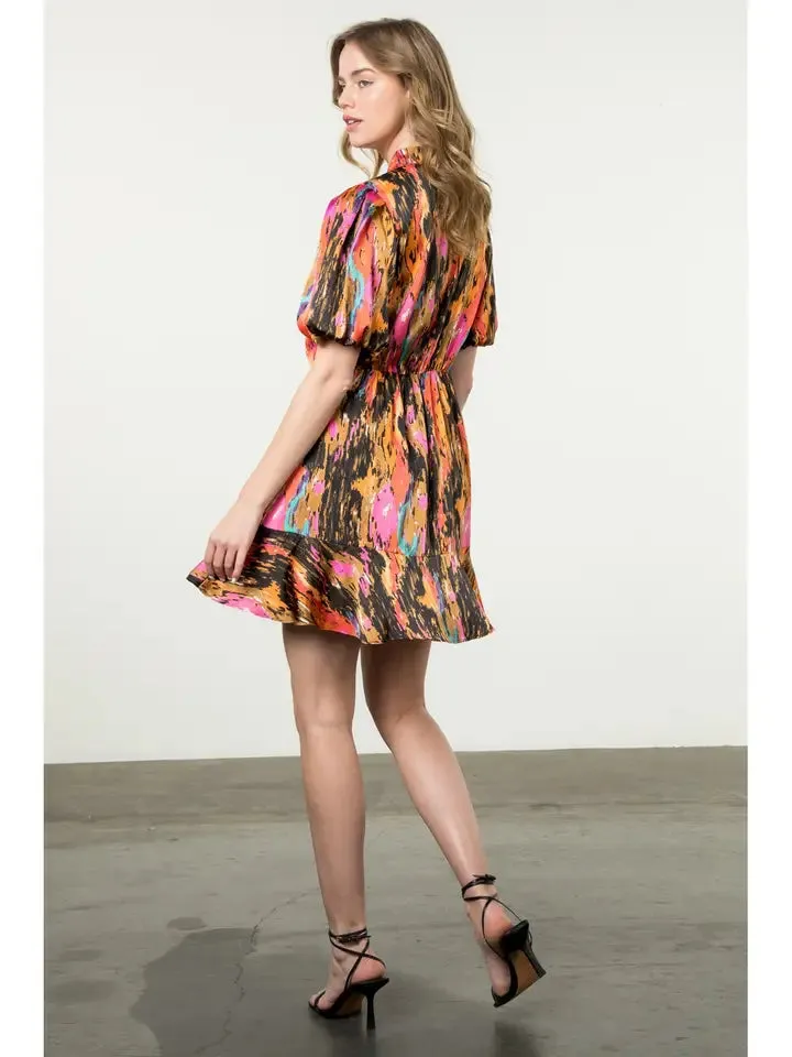 Printed Puff Sleeve Dress