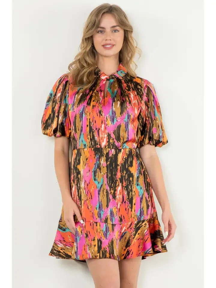 Printed Puff Sleeve Dress