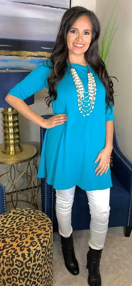 Small * Turquoise Flutter Tunic