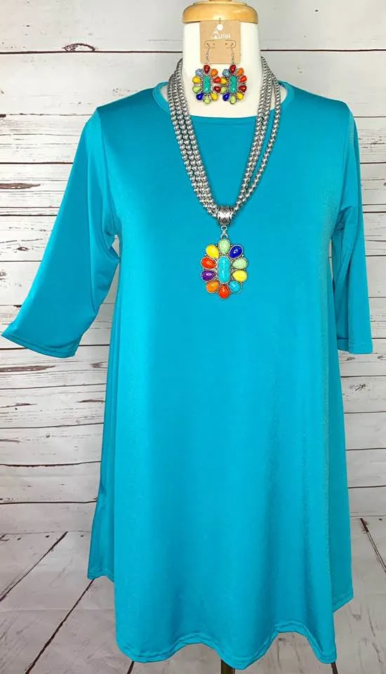 Small * Turquoise Flutter Tunic