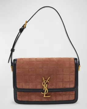 Solferino Medium YSL Crossbody Bag in Quilted Suede And Spazzolato Leather