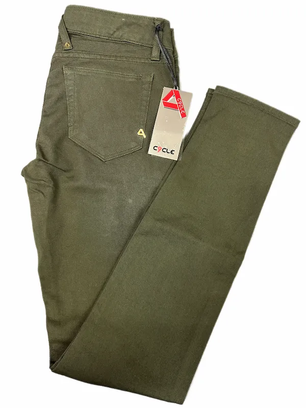 SOLO TG 27 , 30 – Cycle Pantalone Jeans Cotone – Mod. Vita Alta Skinny – Verde Militare