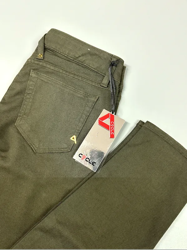 SOLO TG 27 , 30 – Cycle Pantalone Jeans Cotone – Mod. Vita Alta Skinny – Verde Militare