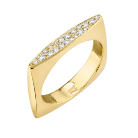 Square Ring with Top Pavé Diamonds