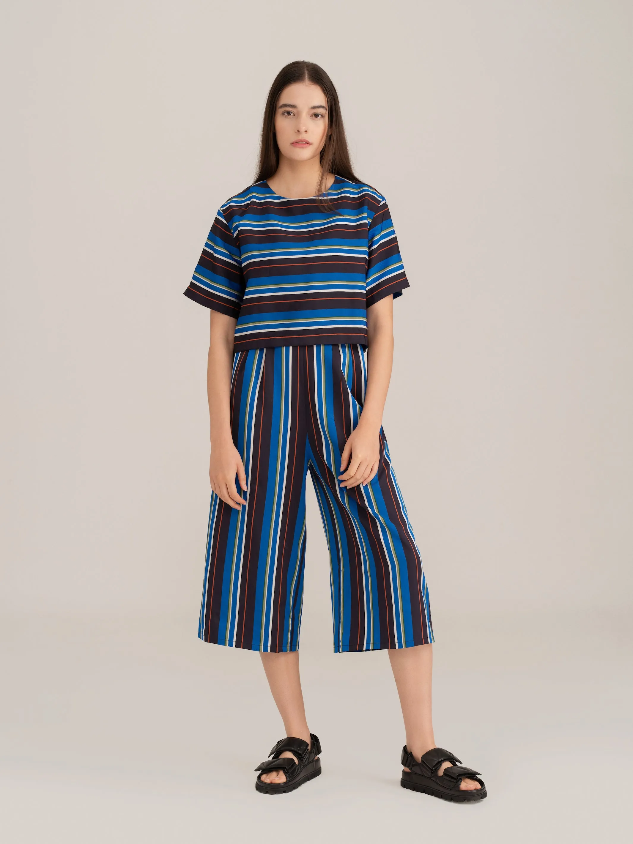 Striped Culottes in Blue