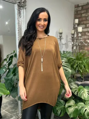 Tan Batwing Layered Tunic Gabby