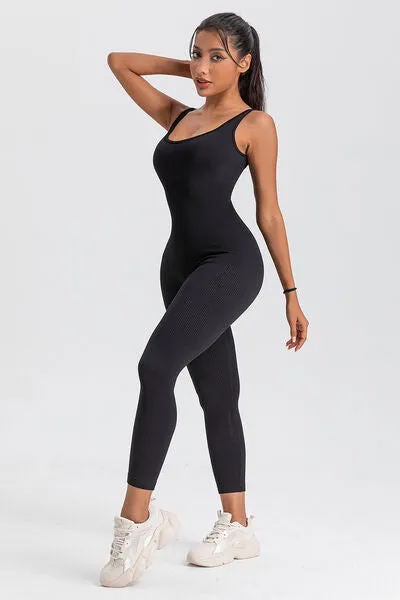 Wide Strap Sleeveless Active Jumpsuit