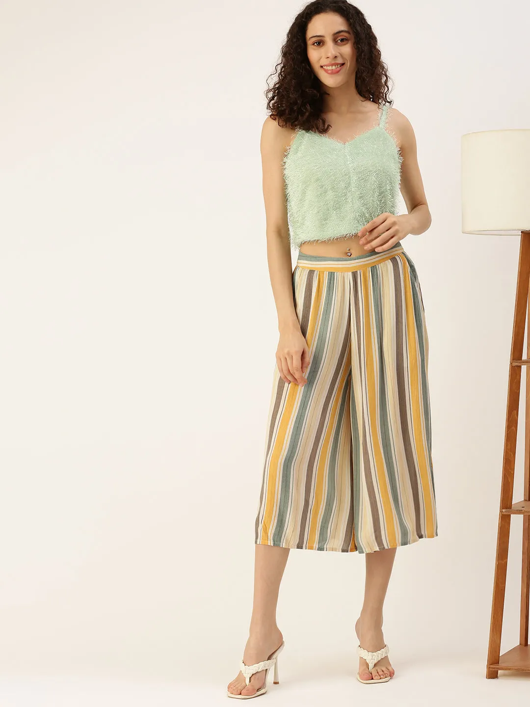 Women's Printed Culottes Dark Mustard