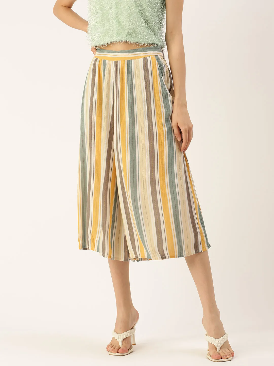 Women's Printed Culottes Dark Mustard