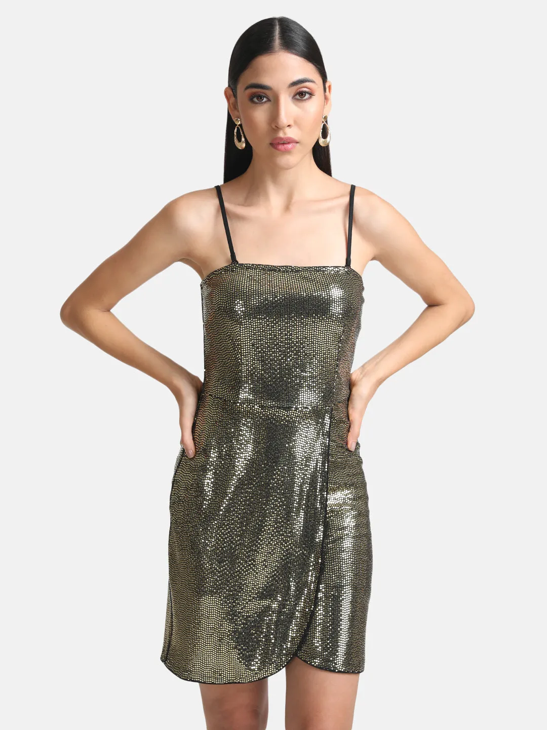 Wrap Stickon Sequin Mini Dress