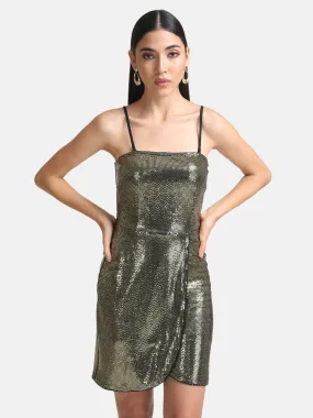 Wrap Stickon Sequin Mini Dress