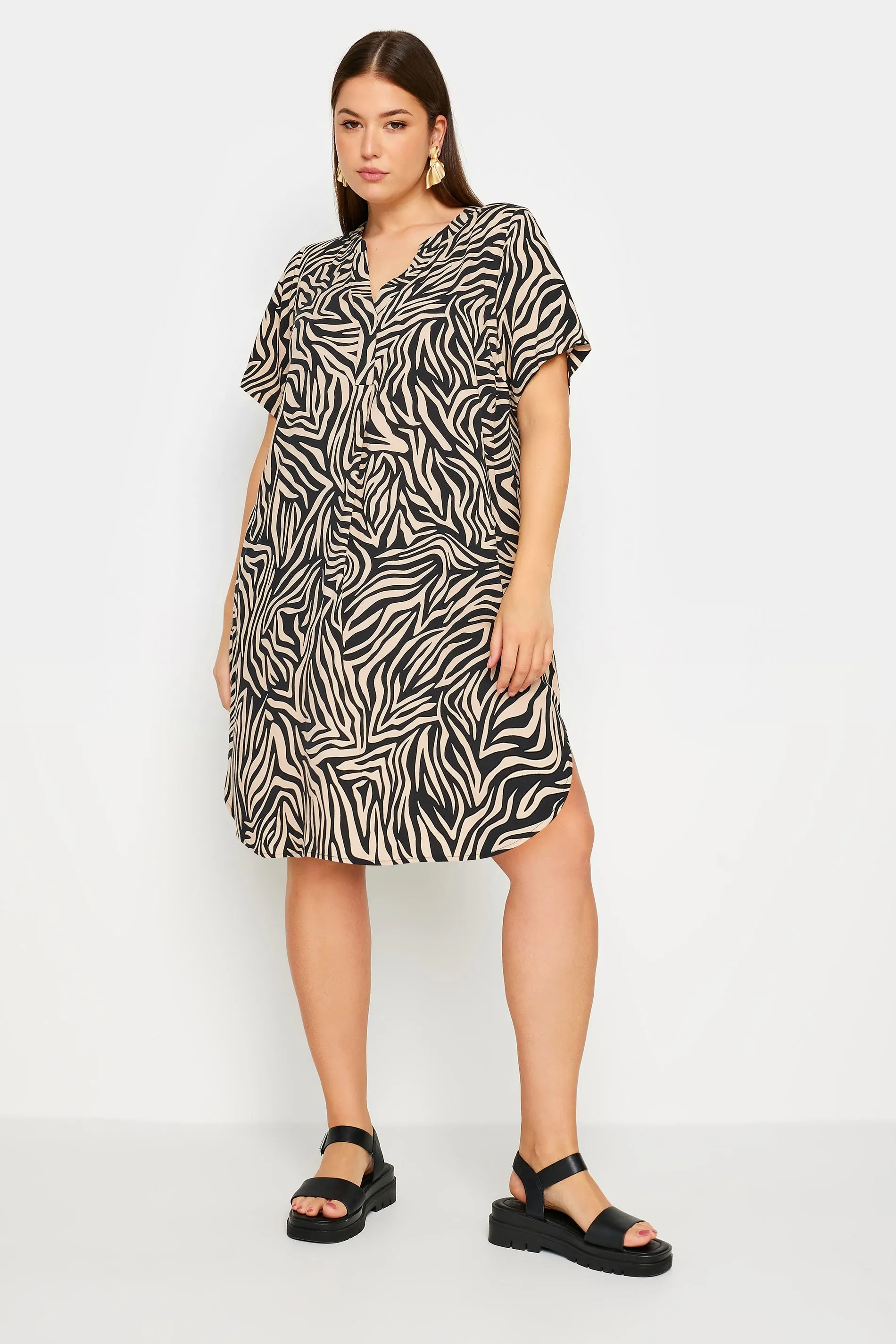 Yours Curve Black Zebra Print Tunic Dress