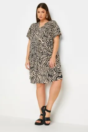 Yours Curve Black Zebra Print Tunic Dress