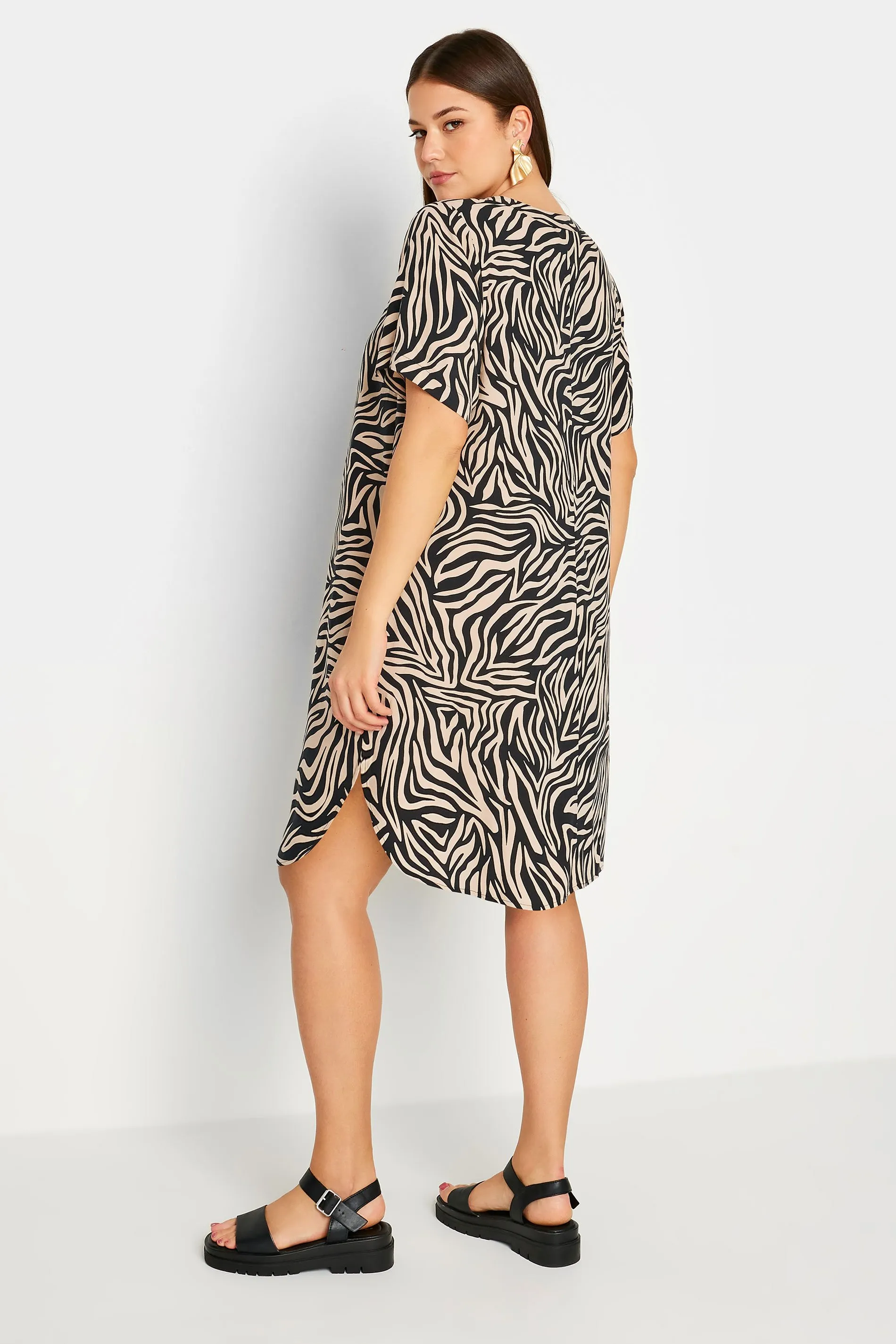 Yours Curve Black Zebra Print Tunic Dress