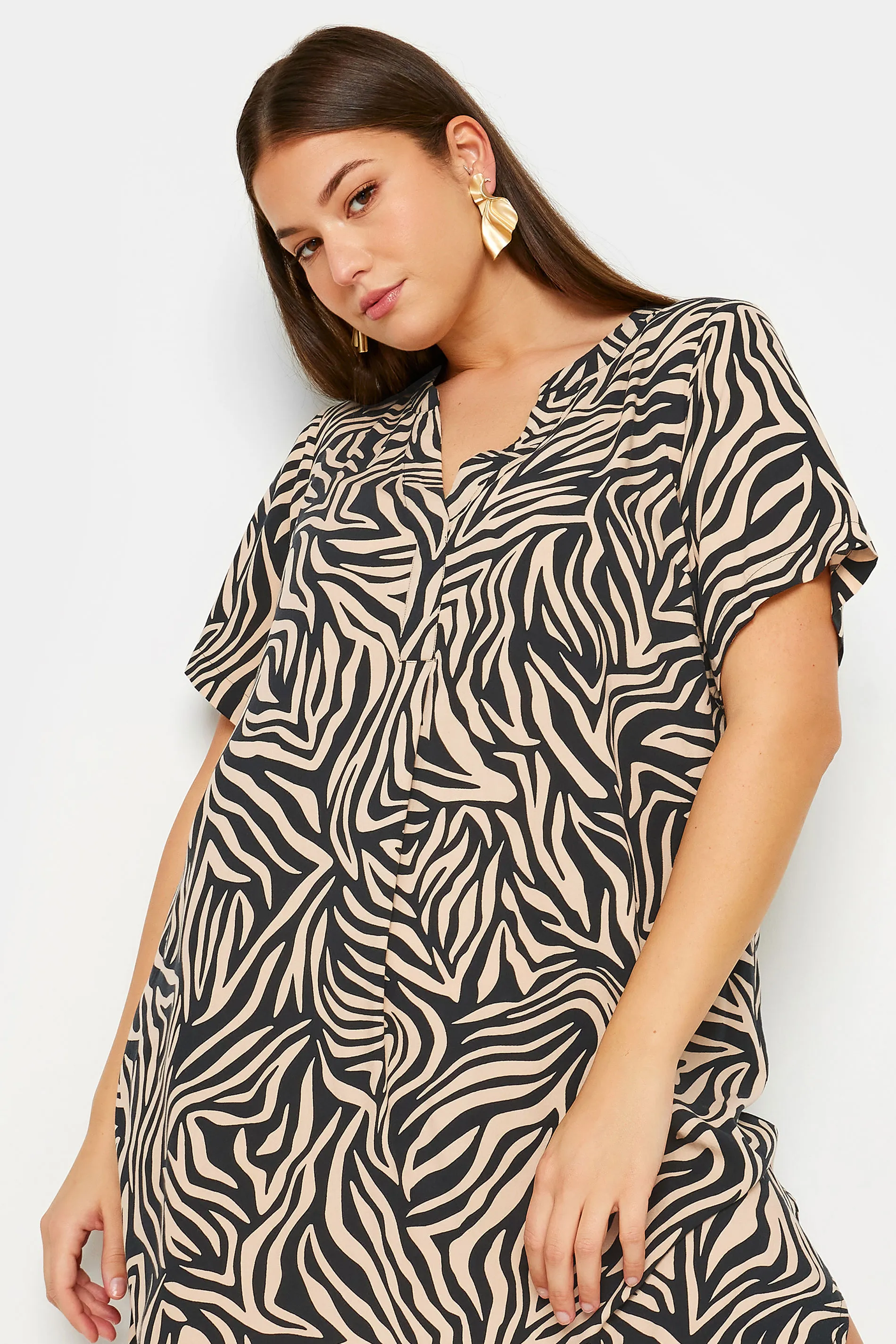 Yours Curve Black Zebra Print Tunic Dress