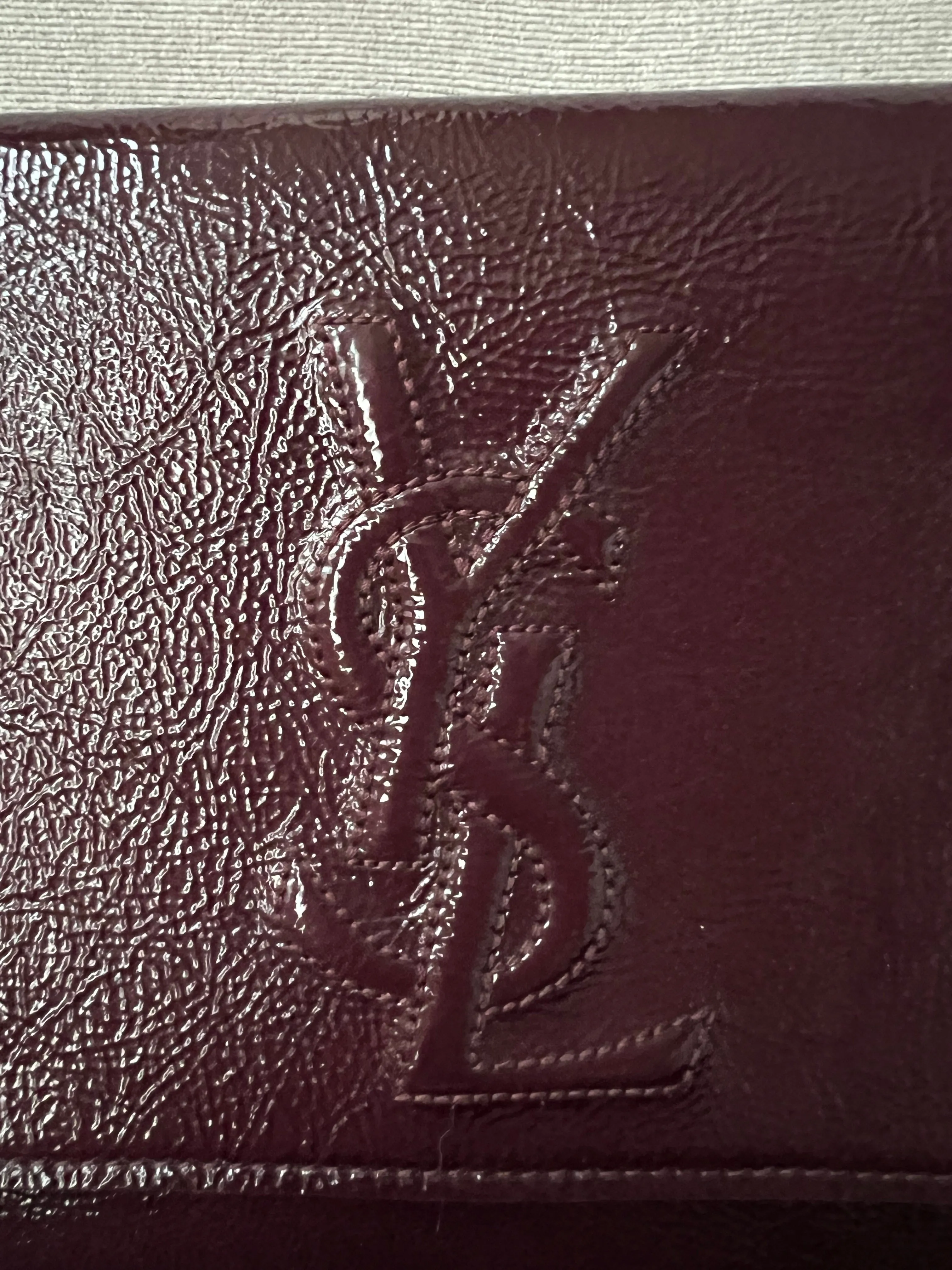 Yves Saint Laurent (YSL) Burgundy Patent Belle de Jour Clutch