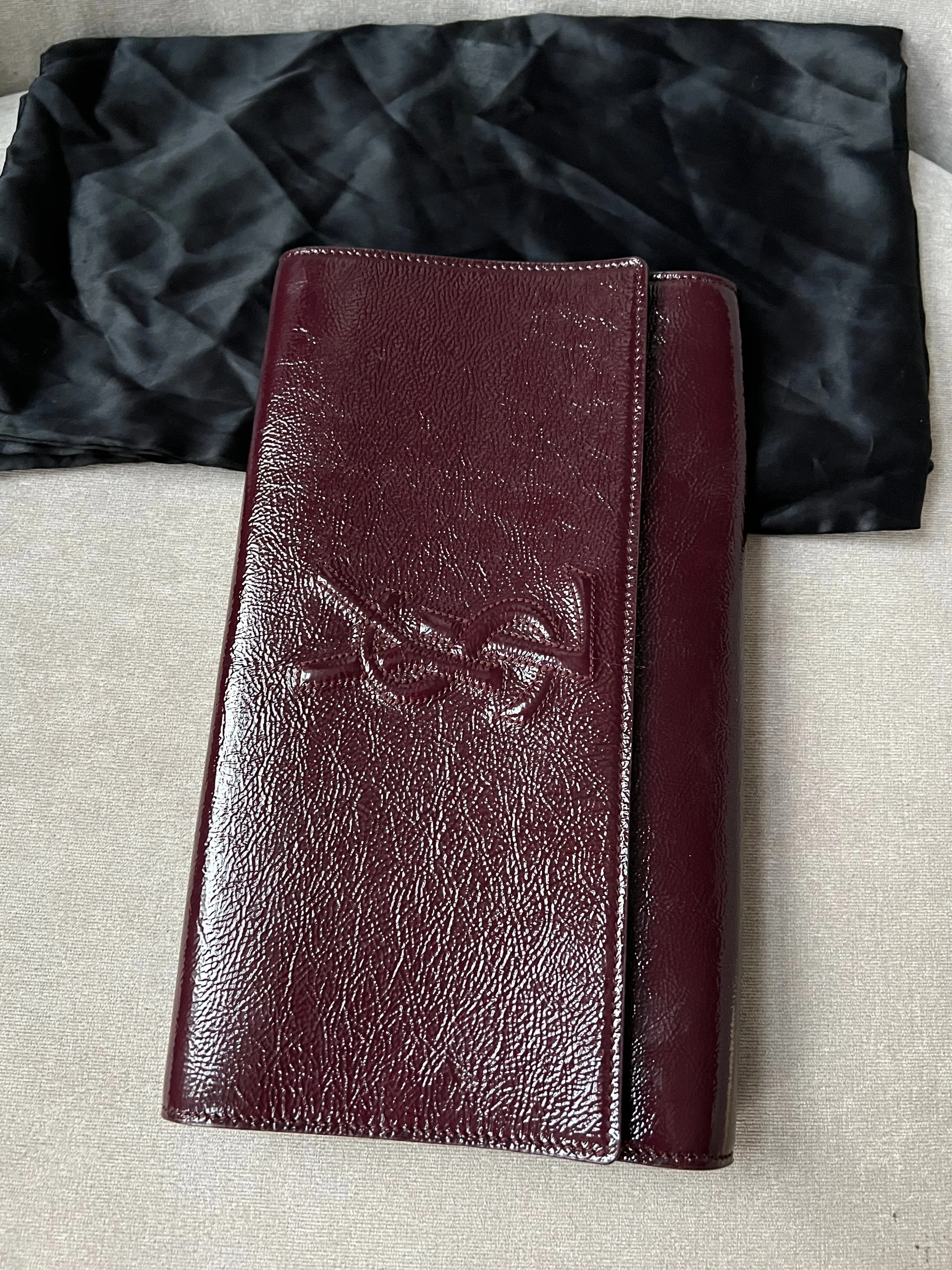 Yves Saint Laurent (YSL) Burgundy Patent Belle de Jour Clutch