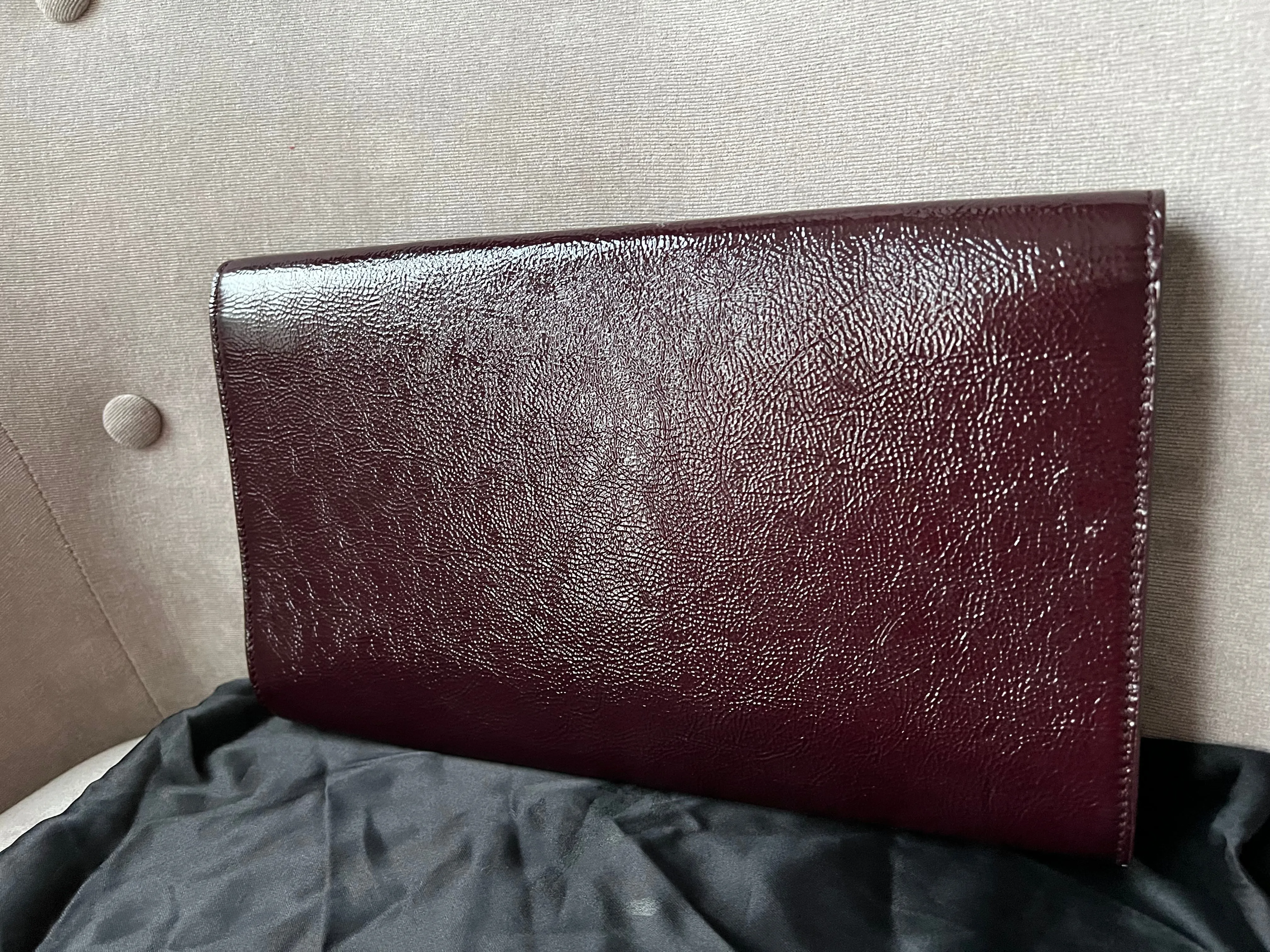 Yves Saint Laurent (YSL) Burgundy Patent Belle de Jour Clutch