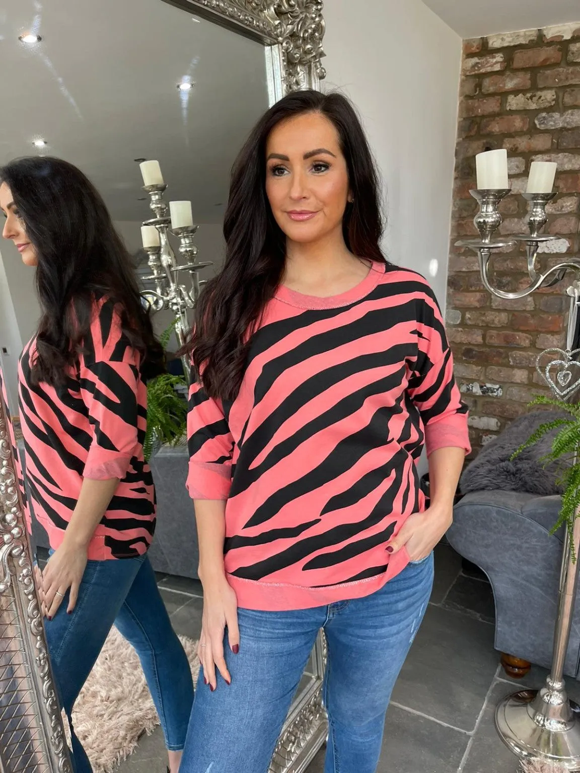 Zebra Print Top Rosa